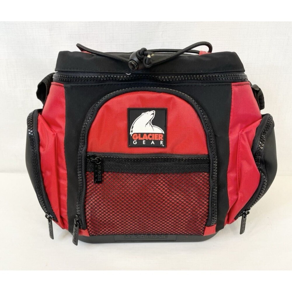NEW Glacier Gear Insulated Cooler Bag Zippers Strap 4 Compartments Red Outdoors